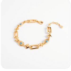 Nice & Bella Gold Plated Evil Eye Charm Bracelet